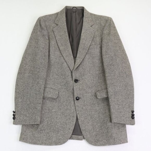 Stafford Sport Jacket Mens 42 L Herringbone Tweed Sport Jacket Wool - Picture 1 of 10